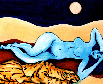 Blue Nude with Tiger